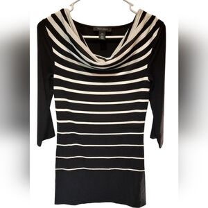 White House Black Market Black/White Striped Cowl Neck Blouse size XXS